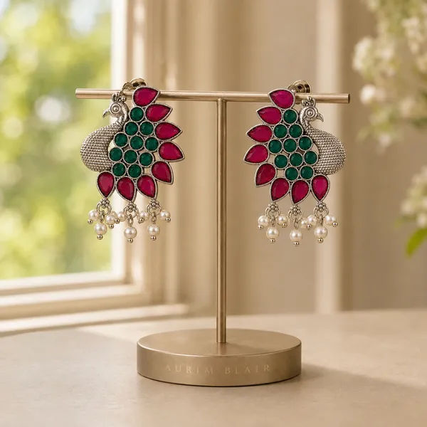 RUBY-GREEN_PEACOCK_EARRINGS