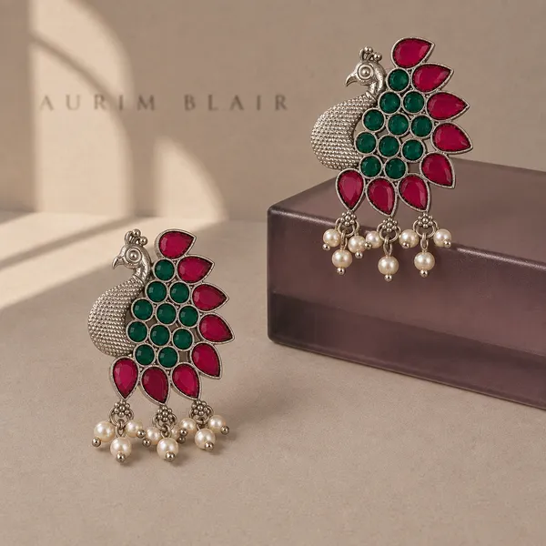 RUBY-GREEN_PEACOCK_EARRINGS