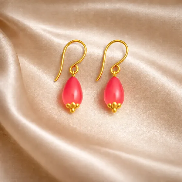 AURIM_BLAIR_EARRINGS_BRASS_WATERDROP_BEAD_PINK_COLOUR