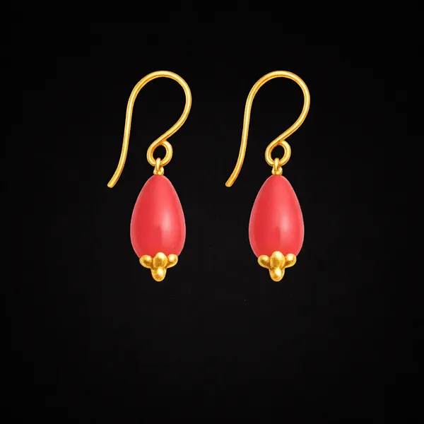 AURIM_BLAIR_EARRINGS_BRASS_WATERDROP_BEAD_PINK_COLOUR