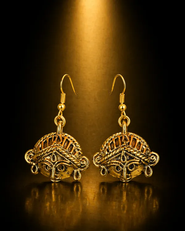 AURIM_BLAIR_EARRING_BRASS_DURGA_MAA_GOLDEN_TONED