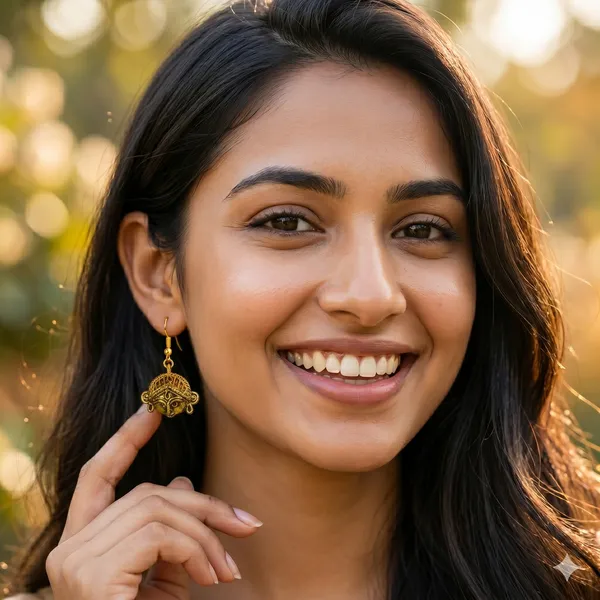 AURIM_BLAIR_EARRING_BRASS_DURGA_MAA_GOLDEN_TONED