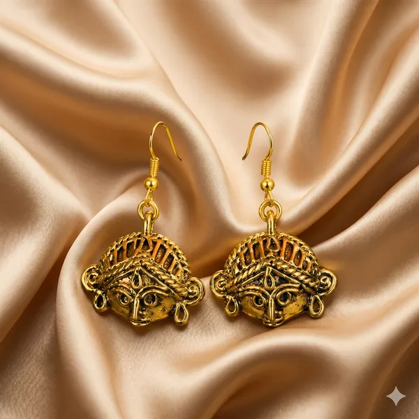 AURIM_BLAIR_EARRING_BRASS_DURGA_MAA_GOLDEN_TONED