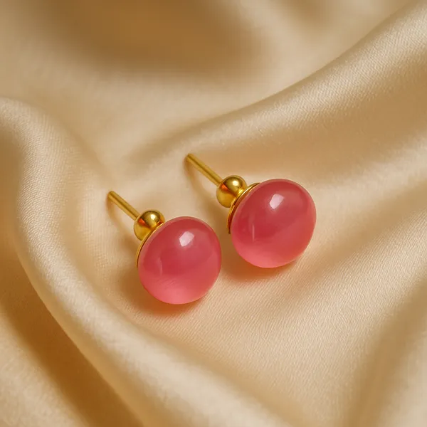 AURIM_BLAIR__EARRINGS_PINK_STUD__BRASS_MONALISA_CRYSTAL_STONE