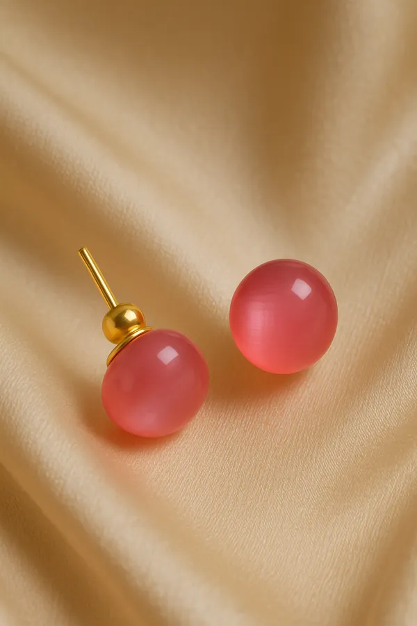 AURIM_BLAIR__EARRINGS_PINK_STUD__BRASS_MONALISA_CRYSTAL_STONE