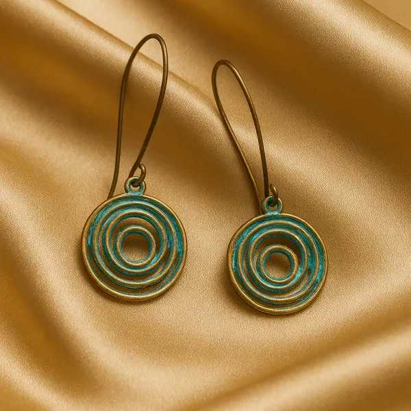 AURIM_BLAIR_EARRINGS_GERMAN_SILVER_COPPER_PATINE_FINISH_SPIRALS_AND_LONG_HOOK