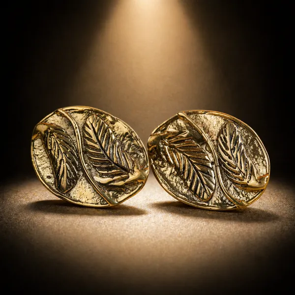 AURIM_BLAIR_STUD_EARRINGS_BRASS_DHOKRA_ART_WITH_2_LEAF_DESIGN