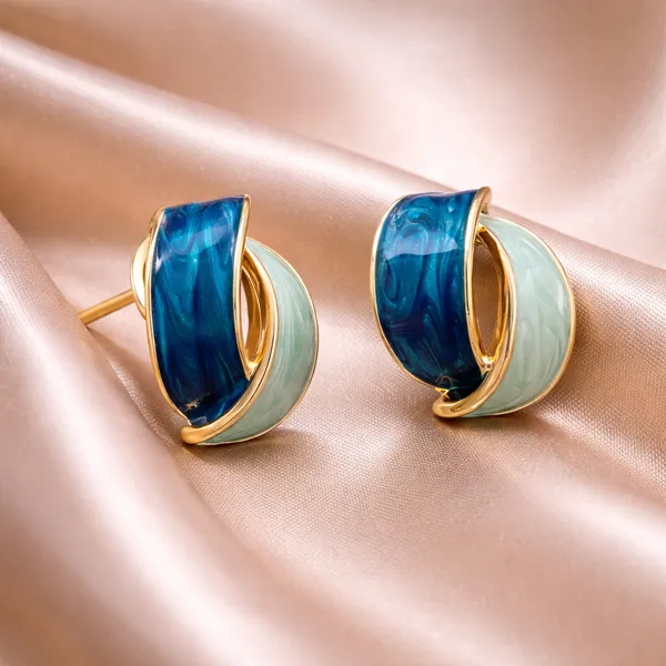 AURIM_BLAIR_EARRINGS_GERMAN_SILVER_DOUBLE_ARC_BLUE_AQUA_SWIRL