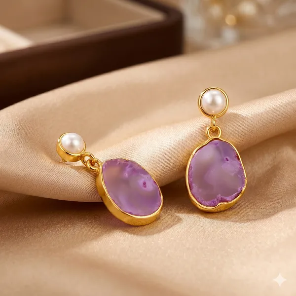 AURIM_BLAIR_EARRINGS_BRASS_STUD_NATURAL_CRYSTAL_GEODES_WITH_PEARL