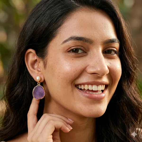 AURIM_BLAIR_EARRINGS_BRASS_STUD_NATURAL_CRYSTAL_GEODES_WITH_PEARL