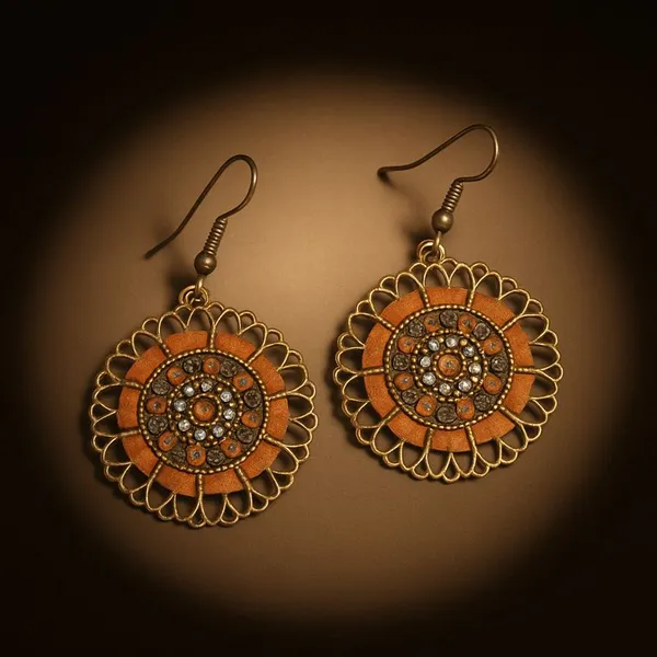 AURIM_BLAIR_EARRINGS_GERMAN_SILVER_HOOK_ROUND_WITH_RIBBON_CRYSTALS_ORANGE