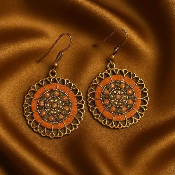 AURIM_BLAIR_EARRINGS_GERMAN_SILVER_HOOK_ROUND_WITH_RIBBON_CRYSTALS_ORANGE