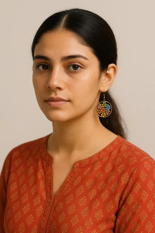 AURIM_BLAIR_HOOK_EARRINGS_GERMAN_SILVER_COPPER_COLOUR_MULTI_COLUR__FLORAL_ENAMEL