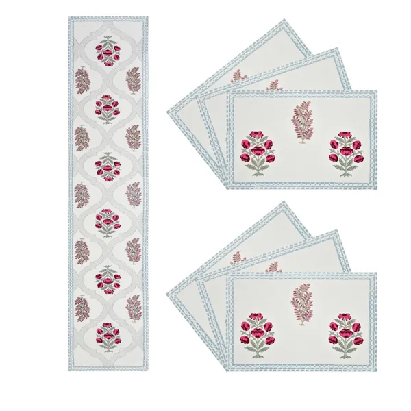 Blockbird_Rosewood_Elegance_Canvas_Table_Mat_And_Runner_Set_Pure_Cotton