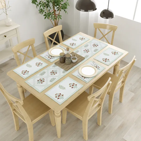 Blockbird_Royal_Blossom_Canvas_Table_Mat_And_Runner_Set_Pure_Cotton