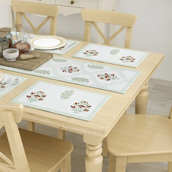 Blockbird_Royal_Blossom_Canvas_Table_Mat_And_Runner_Set_Pure_Cotton