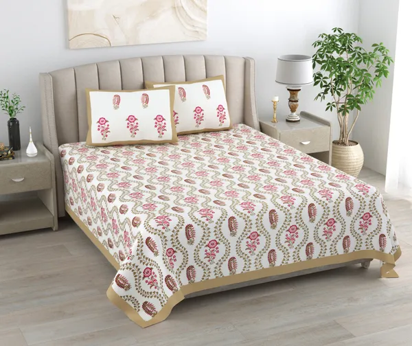 Blockbird_Floral_Cascade_King_Size_Pure_Cotton_Jaipuri_Bedsheet_250Tc