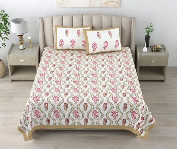 Blockbird_Floral_Cascade_King_Size_Pure_Cotton_Jaipuri_Bedsheet_250Tc