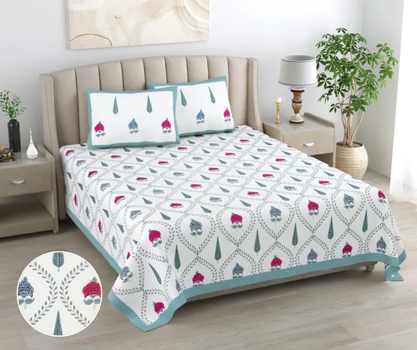 Blockbird_Royal_Mughal_King_Size_Pure_Cotton_Jaipuri_Bedsheet_250Tc