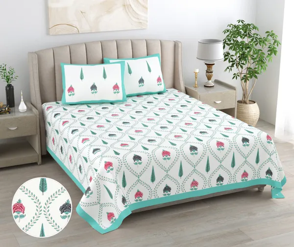Blockbird_Aqua_Bloom_Elegance_Bedsheet_King_Size_Pure_Cotton_Jaipuri_Bedsheet_250Tc