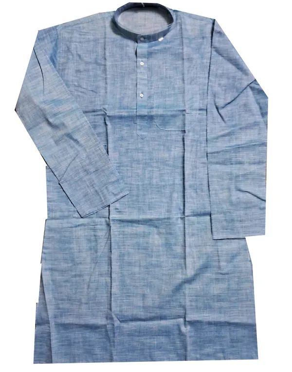BLUE_PURE_COTTON_FULL_SLEEVE_JHARNA_DESIGN_PUNJABI_KURTA_FOR_MEN