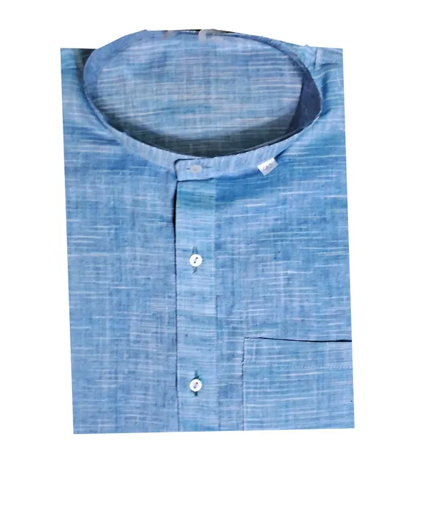 BLUE_PURE_COTTON_FULL_SLEEVE_JHARNA_DESIGN_PUNJABI_KURTA_FOR_MEN