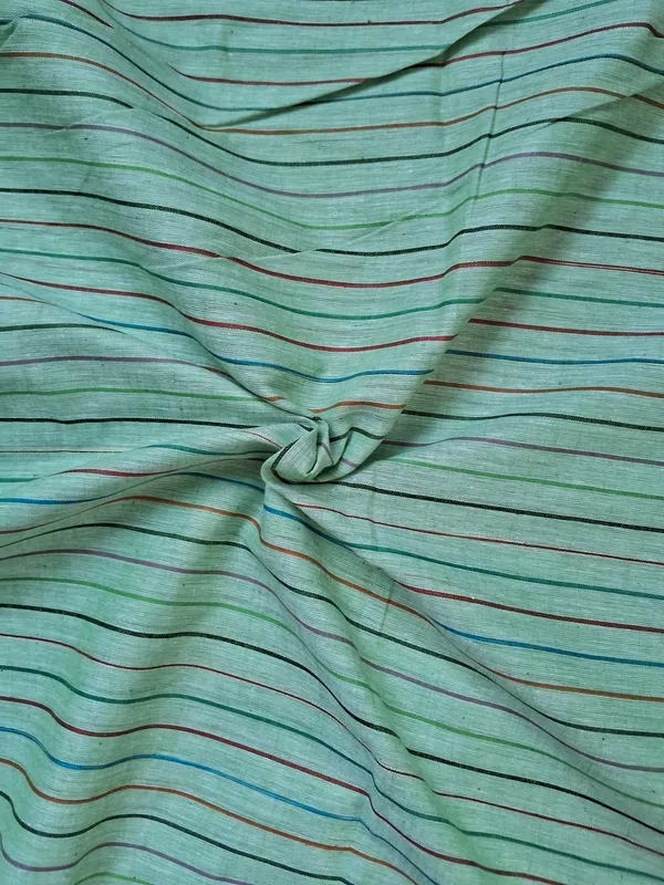 Green_Pure_Cotton_stripes_Men'S_Kurta_Shirts__Dress_Material