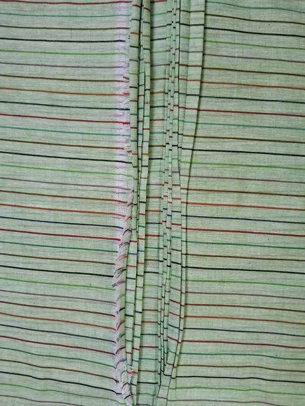 Green_Pure_Cotton_stripes_Men'S_Kurta_Shirts__Dress_Material