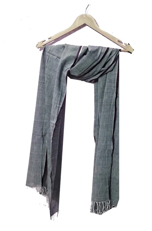 GREY_Cotton_Scarf_|_Jamdani_Handloom_Scarf_|_Length_2_Meter_&_Width_70_c.m