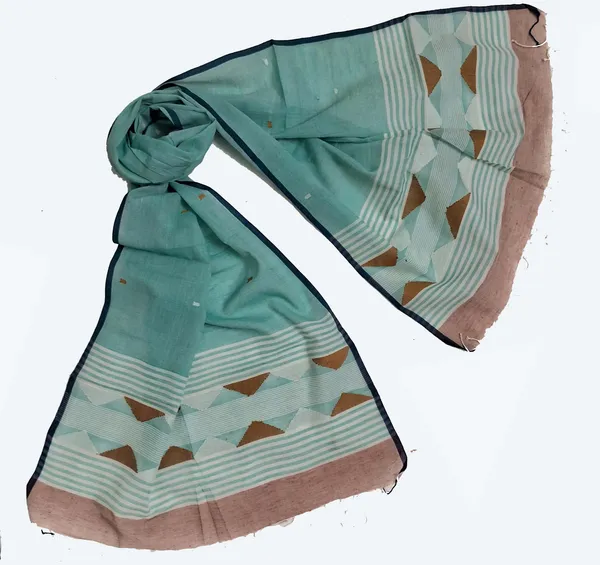 Mint_Green_Cotton_Scarf_|_Jamdani_Handloom_|_Length_1.5_Meter_Width_0.5_Meter