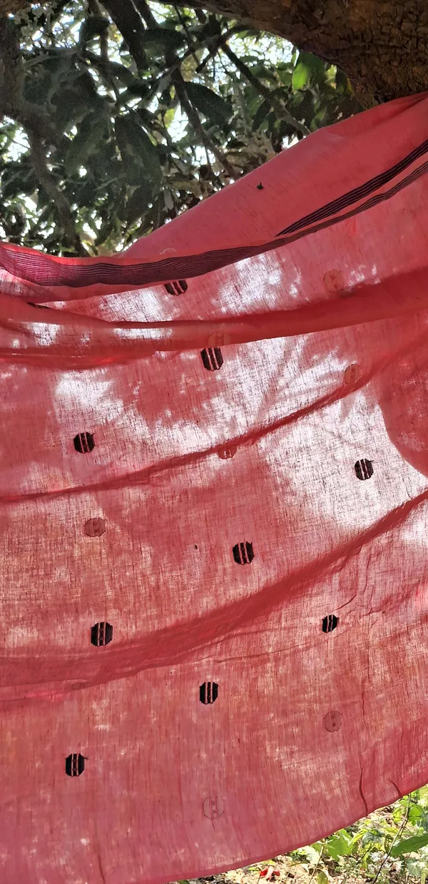 RED_COLOUR__Pure_Cotton_JAMDANI_FOR_Men's_Kurta,_Shirts_,Women_dress_material_&_others