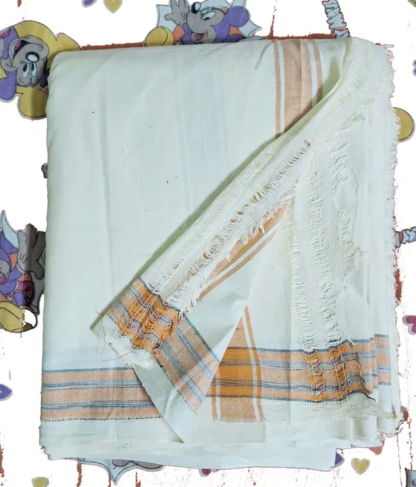 Dhoti_Chaddar_or_Khes_with_zari_yarn_border__for_men_specially_for___Religious_purpose
