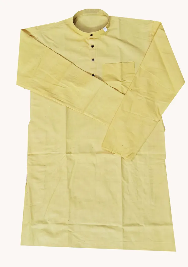 YELLOW_PURE_COTTON_FULL_SLEEVE_PUNJABI_/_KURTA_FOR_MEN
