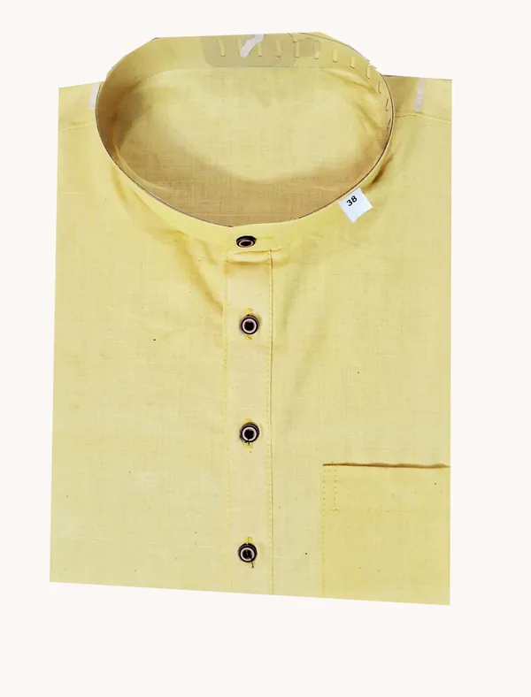 YELLOW_PURE_COTTON_FULL_SLEEVE_PUNJABI_/_KURTA_FOR_MEN