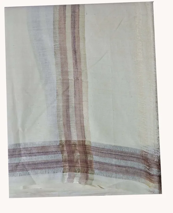 Dhoti_Chaddar_or_Khes_with_zari_yarn_border__for_men_specially_for___Religious_purpose