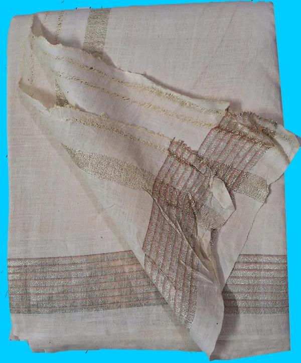 Matka_blend_cotton_Dhoti_Chaddar_or_Khes_for_Religious_purpose__,_dhoti_4.10__meter_&_Angavastra__or_Chaddar_3.10_meter