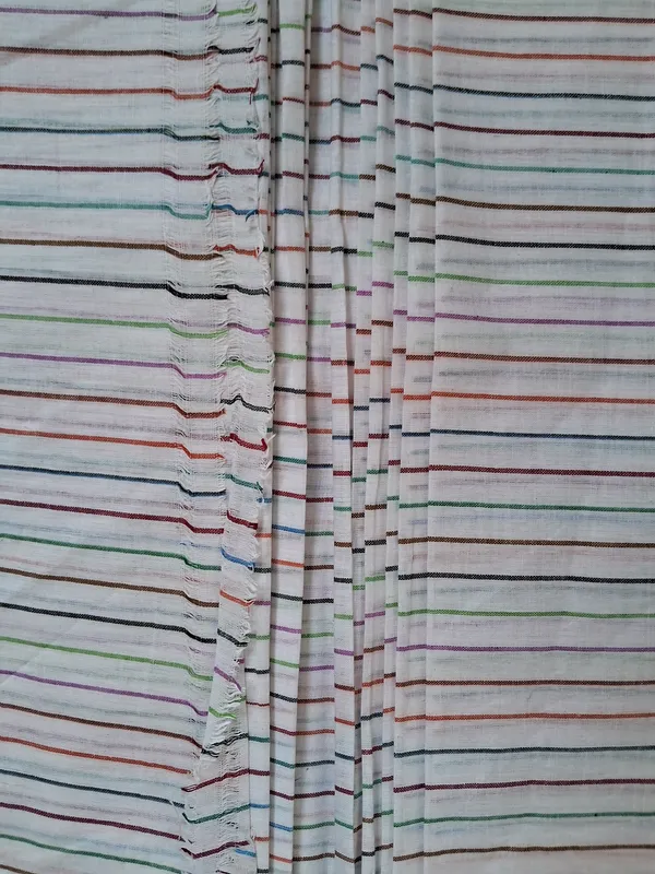 WHITE__Pure_Cotton_stripes_Men'S_Kurta_Shirts__Dress_Material