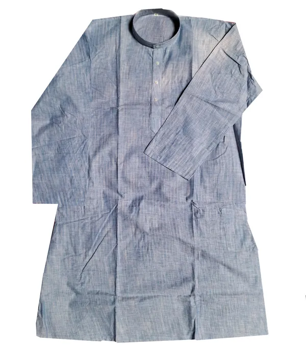 BLUE_PURE_COTTON_FULL_SLEEVE_JHARNA_DESIGN_PUNJABI_KURTA_FOR_MEN