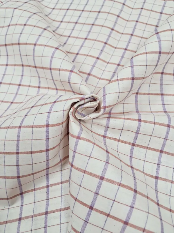 white_Pure_Cotton_Checks__Handloom__Men'S_Kurta_Shirts__Dress_Material