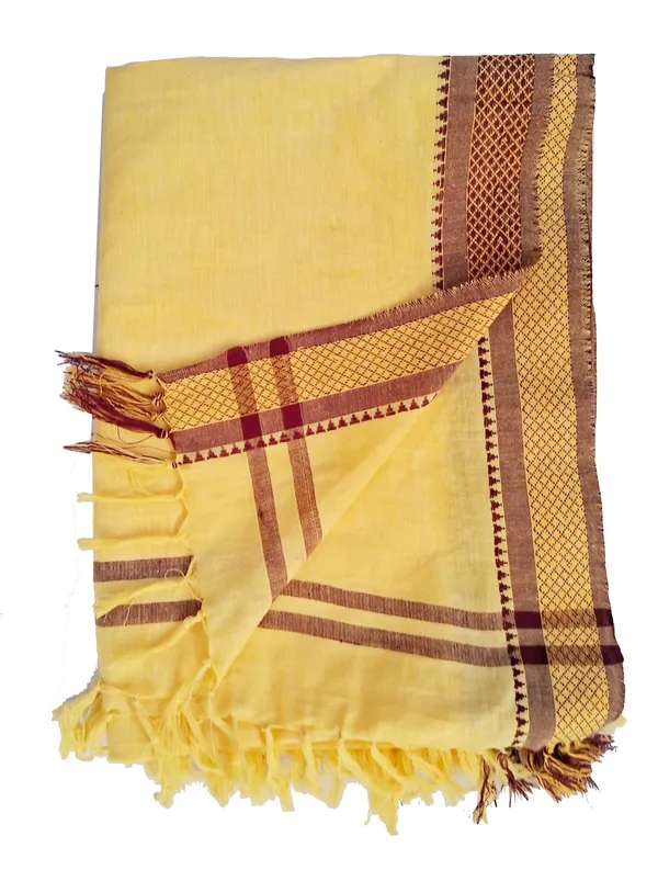 Yellow_colour_Cotton_Uttario_Angavastra_For_Reception_Purpose