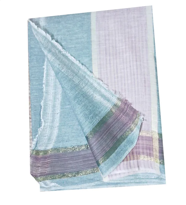 Dhoti_Chaddar_or_Khes_with_zari_yarn_border__for_men_specially_for___Religious_purpose