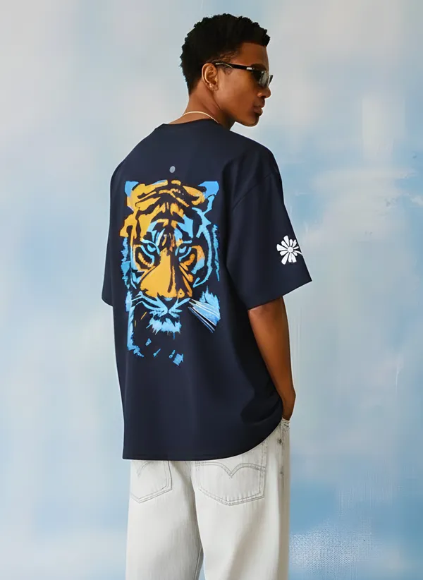CALM_TIGER_Premium_Unisex_Oversized_Street_Style_Boxyfit_Terry_Cotton_T-Shirt