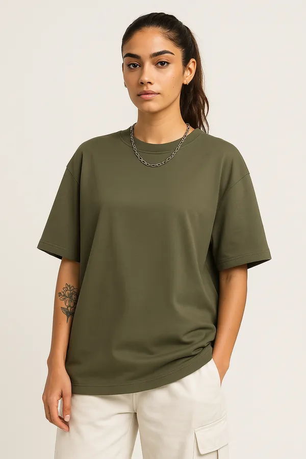 Unisex_GSM_240_Olive__Tensel_Viscose_Round_Neck_Light_Weight_Tensil_Drop-Shoulder_Sleeves_Oversized_T-Shirt