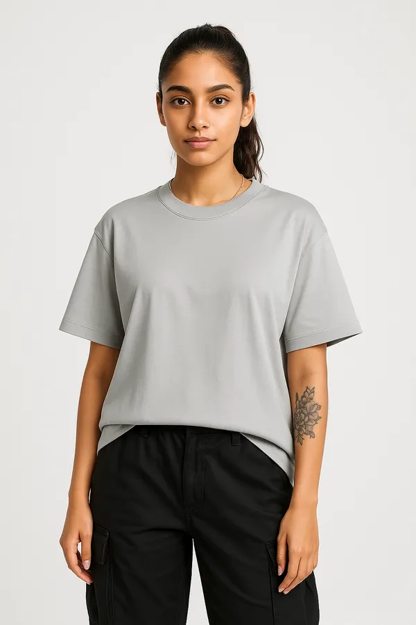 Unisex_GSM_240_Grey__Tensel_Viscose_Round_Neck_Light_Weight_Drop-Shoulder_Sleeves_Oversized_T-Shirt