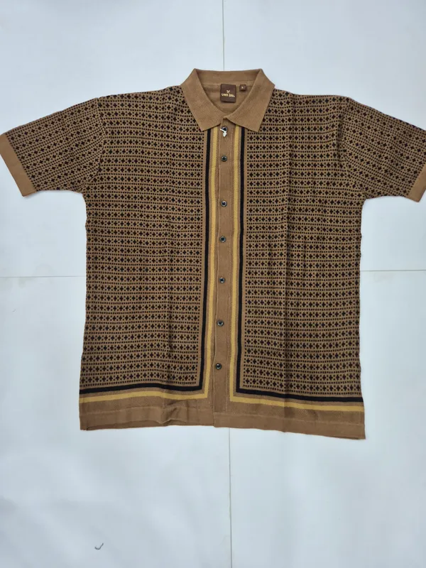 Brown_Button_Knited_Geometric_Pattern_T-Shirt_for_Men
