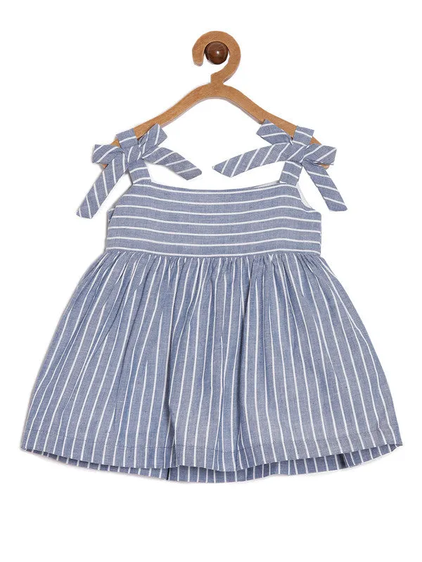 Grey_Cotton_Infant_Casual_Dress_With_Bows_For_Girls
