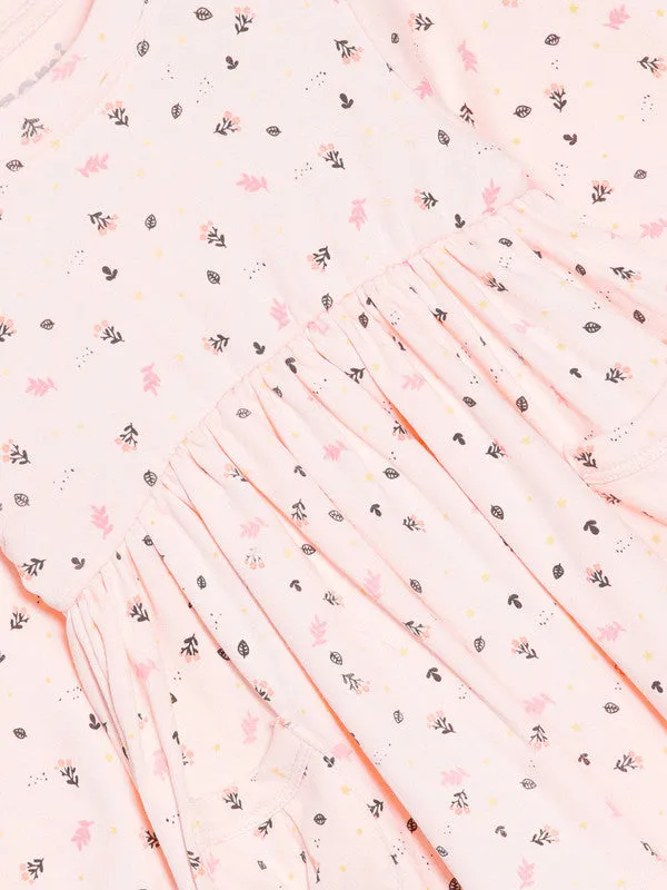 Pink_Cotton_Infant_Floral_Print_Short_Body_Dress_For_Girls