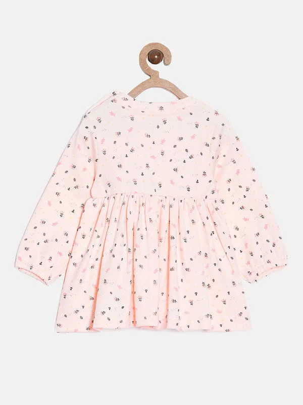 Pink_Cotton_Infant_Floral_Print_Short_Body_Dress_For_Girls