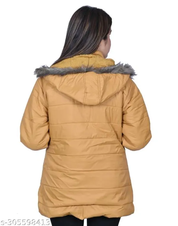 Beige_Polyester_Winter_Jacket_For_Women
