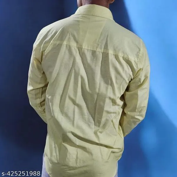 Yellow_Cotton_Blend_Shirt_For_Men